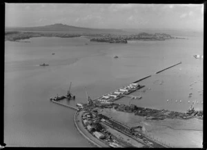 Westhaven Marina and the Auckland Harbour Bridge construction site, looking to Devonport, Auckland City