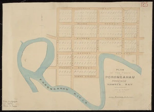 Plan of the town of Porangahau, province of Hawke's Bay. Napier, A. Koch [ca.1872] [ms map]