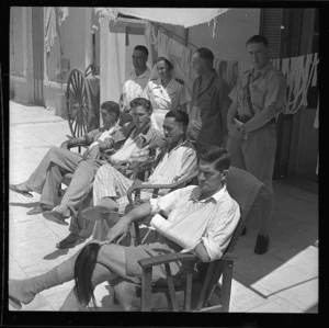 Soldiers at a New Zealand General Hospital, during World War 2, probably Helwan, Egypt