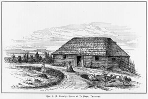 [Taylor, Richard], 1805-1873 :A missionary raupo house at Te Papa, Tauranga. [March 1839].