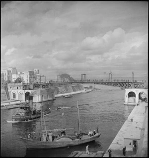 View of swing bridge at Taranto, Italy, World War II - Photograph taken by George Kaye