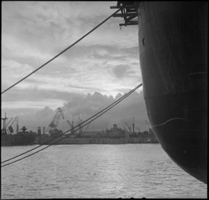 Some of the ships at Bari, Italy, on which first NZ transport carried from Egypt, World War II - Photograph taken by George Kaye
