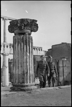 Two New Zealand soldiers sightseeing in Pompei, Italy, World War II - Photograph taken by George Kaye