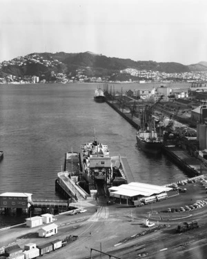 Rail ferry terminal, and wharves, Wellington harbour