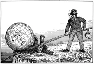 Hunter, Ashley John Barsby, 1854-1932:The Modern Archimedes Upsetting the World. The New Zealand Graphic, 1893 (p. 369).