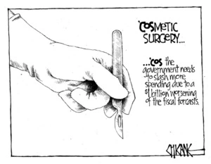 Winter, Mark 1958- :'COSmetic surgery... 'cos the government needs to slash more spending due to a $1 billion worsening of the fiscal forecasts. 28 April 2012