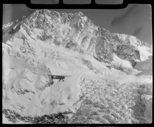 Mount Cook Air Services Auster ZK-BLZ Ski Plane and Mount Cook with the Hochstetter Ice Fall beyond, Mount Cook National Park, Canterbury Region