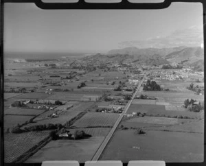 Looking to the Nelson suburb of Stoke on Waimea Inlet with Main Road and farmland in foreground, Nelson City