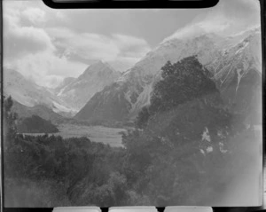 Mount Cook at the head of the Hooker Valley from the Hermitage, Mount Cook Village, Mount Cook National Park, Canterbury Region