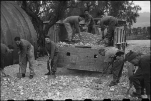 Road making during establishment of the NZ Reinforcement Transit Camp, Italy, World War II - Photograph taken by George Bull