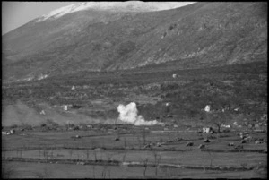 Enemy shelling dispersed transport near San Pietro in the Monte Cassino area, Italy, World War II - Photograph taken by George Kaye