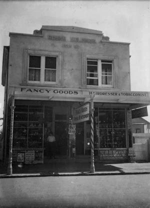 Exterior view of Robin's Buildings, and its two shops, in Takapuna, Auckland