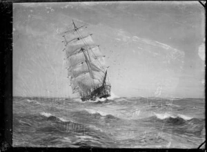Artist unknown :[Sailing ship in full sail. ca 1850?]