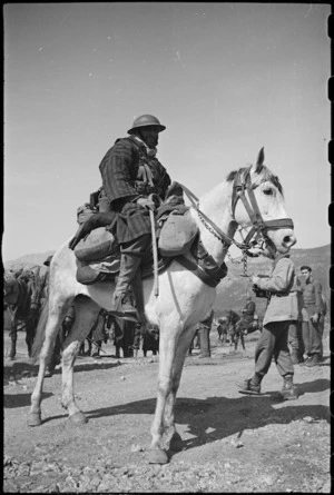 Mounted French Moroccan trooper near the Cassino Front in Italy, World War II - Photograph taken by George Kaye