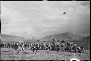 Spectators watching play in rugby match in the Cassino area, Italy, World War II - Photograph taken by George Kaye
