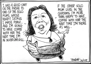 "I had a good chat on the phone to one of the solo mums, whose benefit details I made public, and I'm going to have coffee with her the next time I'm in Invercargill..." 30 July 2009