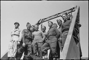 American and NZ engineers who erected a treadway in the Cassino area, Italy, World War II - Photograph taken by George Kaye