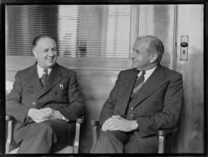 Portrait of Arthur Playle of Henderson and MacFarlane, and E Hewitt Manager of the Northern Steamship Company