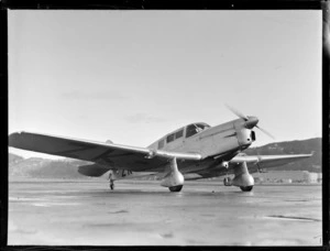 View of a Percival Proctor single prop plane ZK-AHV operated by PWD Aerodrome Services at Rongotai Airport, Wellington