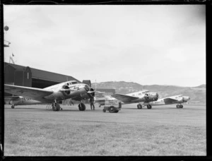 Lockheed Electra aircraft, Rongotai - side view, on ground