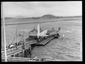 Sunderland Flying Boat on raft at Mechanics Bay, Auckland