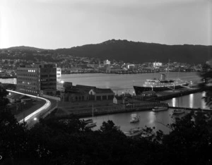Wellington Harbour area with the Overseas Passenger Terminal, the royal yacht Britannia, and Herd Street