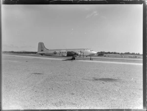 Douglas Skymaster (DC4) aircraft RAFTC [Royal Air Force Technical College], Whenuapai starboard 3/4 stern view