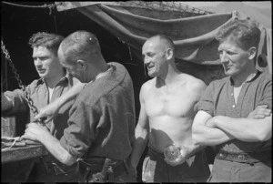 NZ Infantrymen rest behind the line after the recent fighting for Cassino, Italy, World War II - Photograph taken by George Kaye