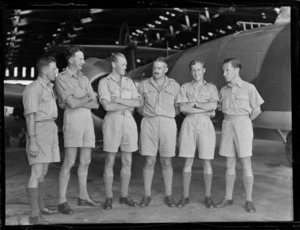 Group of unidentified jet pilots, at RNZAF Station, Hobsonville, Auckland