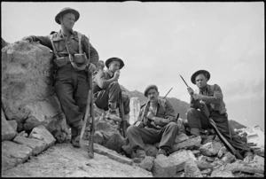 Four New Zealanders on the Cassino battlefront, Italy, World War II - Photograph taken by George Kaye