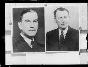Copy photos of portraits of Lord Winster, Great Britain's Minister for Civil Aviation, and BOAC Chairman Lord Knollys, Viscount of Caversham in the County of Oxford, England