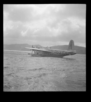 BOAC Hobart G-AGJL Short Hythe flying boat on Evans Bay, Wellington Harbour