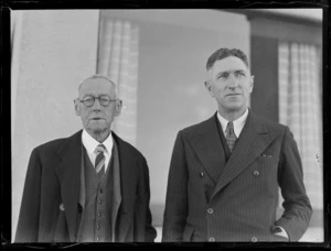 Portrait of A E Rudder, Chairman TEA (Tasman Empire Airways) and Hudson Fysh, Managing Director of QEA