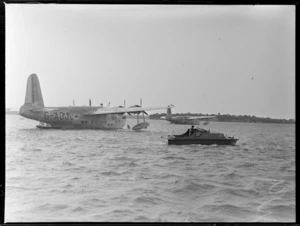 Hobart G-AGJL and Hythe G-AGJM flying boats, Mechanics Bay, Auckland
