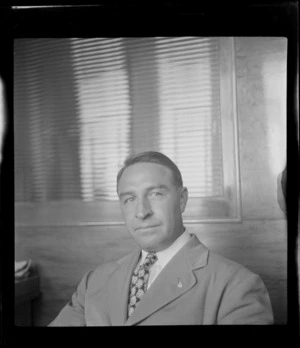 Portrait of John C Boyle of Pan American Airways, Whites Aviation Offices, Auckland