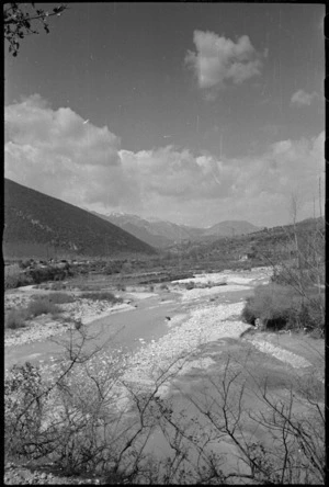 Looking along the Volturno River near the forward areas of the Italian Front, World War II - Photograph taken by George Kaye