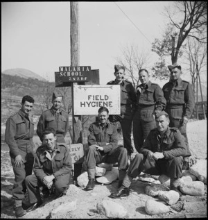 Members of the 2 NZEF Malaria School in the forward areas of Volturno Valley, Italy, World War II - Photograph taken by M D Elias