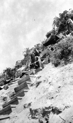 Stairway leading up to Major Glasgow's headquarters, at Popes Post, Gallipoli, Turkey