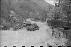 Military traffic control post at foot of the Inferno Track, Cassino area, Italy, World War II - Photograph taken by George Bull