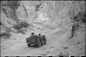 Portion of the Inferno Track showing steel netting to give grip on the road, Cassino area, Italy, World War II - Photograph taken by George Bull