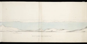 [Hector, Sir James] 1834-1907 :Bay of Islands from Flagstaff Hill. Waitangi. Mr Busby's house where Treaty was signed [Central section. 1865]