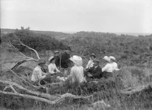 Unidentified group picnicking, Chatham Islands