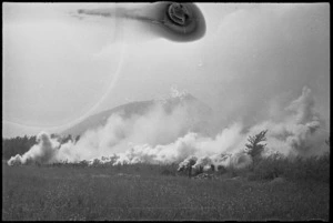 Well laid smoke screen put down as Allied attack on Cassino proceeds, Italy, World War II - Photograph taken by George Kaye