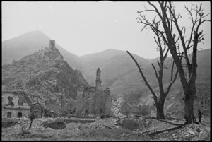 Castle Hill and the ruins of Cassino, Italy, World War II - Photograph taken by George Kaye