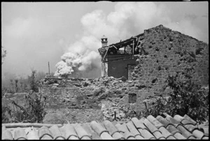 Smoke screens laid around Cassino as Allied attack proceeds, Italy, World War II - Photograph taken by George Kaye