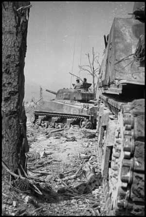 New Zealand tanks in ruins of Cassino the day it was taken by 8th Army, Italy, World War II - Photograph taken by George Kaye