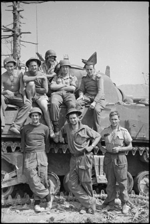 New Zealand tankmen in Cassino on the day it fell to 8th Army, Italy, World War II - Photograph taken by George Kaye