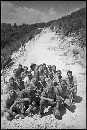 Group of New Zealand Engineers on road they have constructed on the Cassino Front, Italy, World War II - Photograph taken by George Kaye
