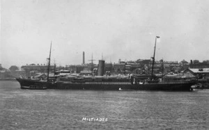 Port broadside view of the ship Miltiades