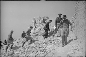 Peter Fraser reaches the top of Monastery Hill, Cassino, with General Bernard Freyberg and General Edward Puttick, Italy, World War II - Photograph taken by George Kaye